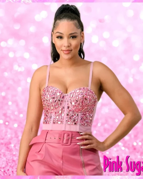 Pink Rhinestone Corset Top