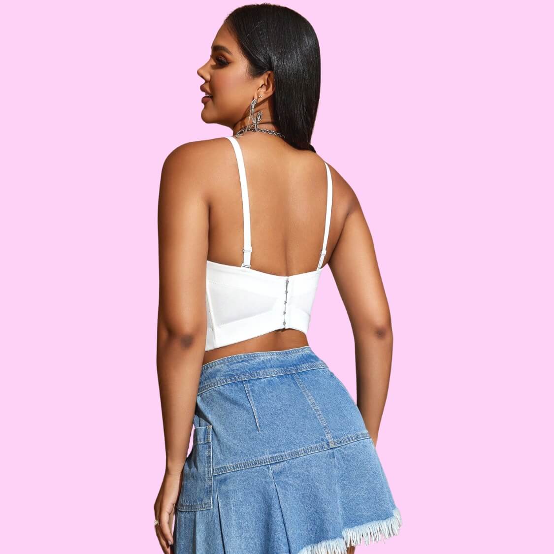 Pleated Denim Skirt