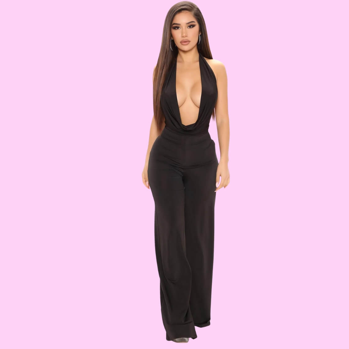 Plunging Backless Jumpsuit