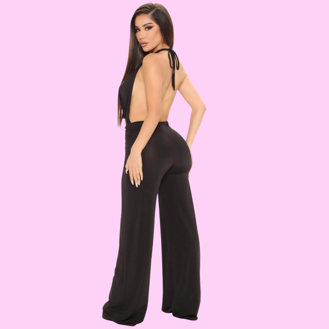 Plunging Backless Jumpsuit