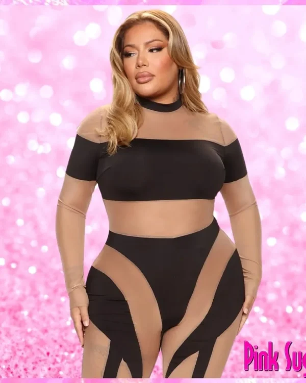 Plus Size Sheer Mesh Jumpsuit