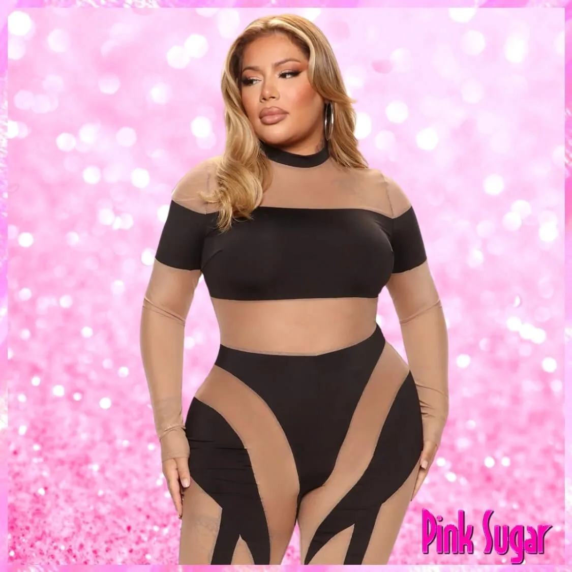 Plus Size Sheer Mesh Jumpsuit