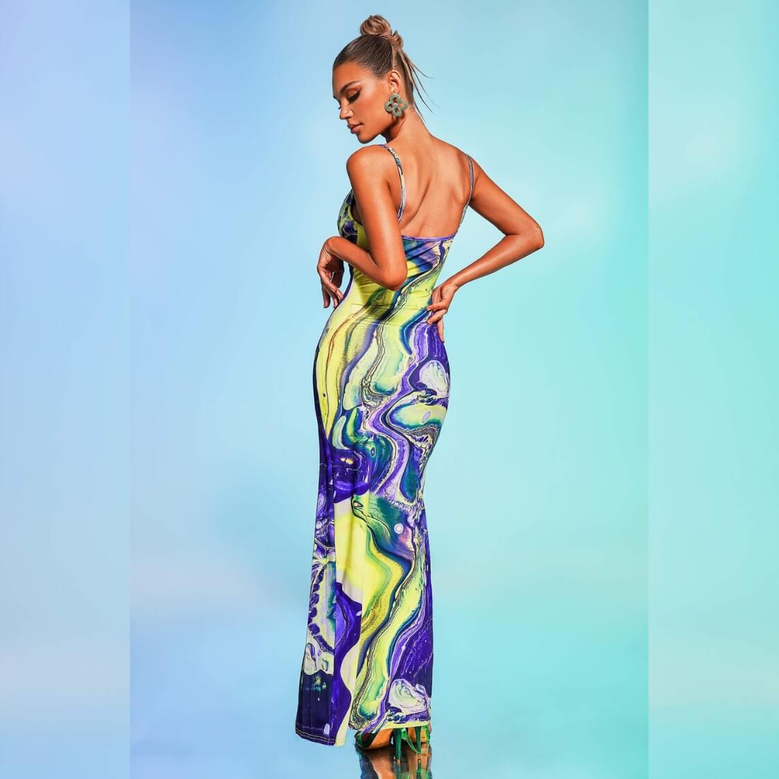 Printed Slit Midi Maxi Dress