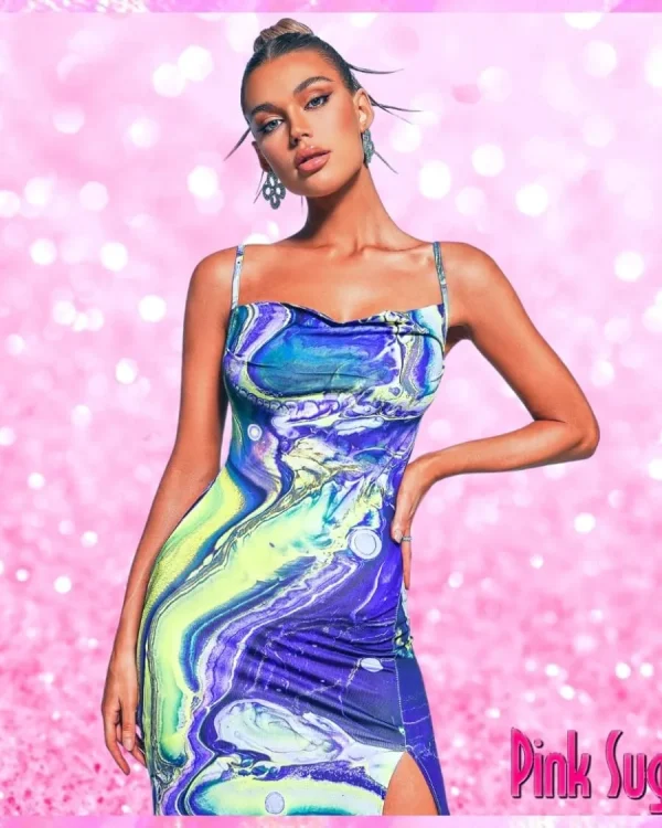 Printed Slit Midi Maxi Dress