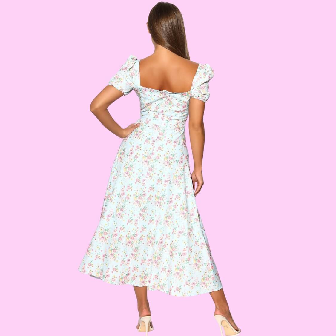 Puff Sleeve Floral Maxi Dress