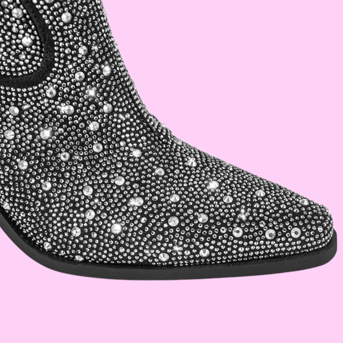 Rhinestone Country Western Boots Black