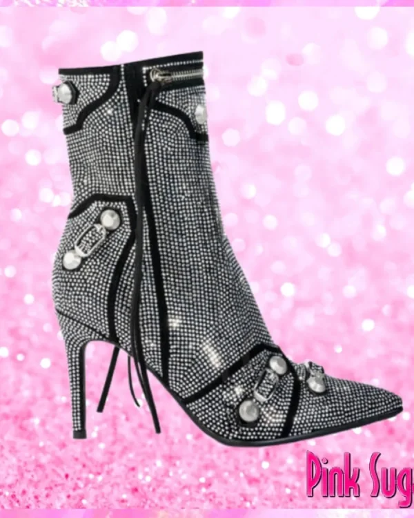 Rhinestone Stiletto Ankle Boots