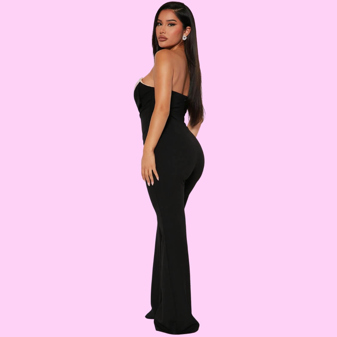 Rhinestone Strapless Jumpsuit