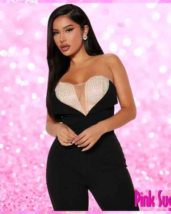 Rhinestone Strapless Jumpsuit