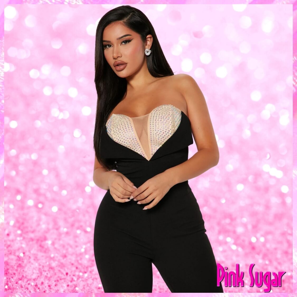Rhinestone Strapless Jumpsuit