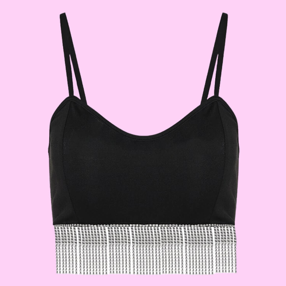 Rhinestone Tassel Crop Top