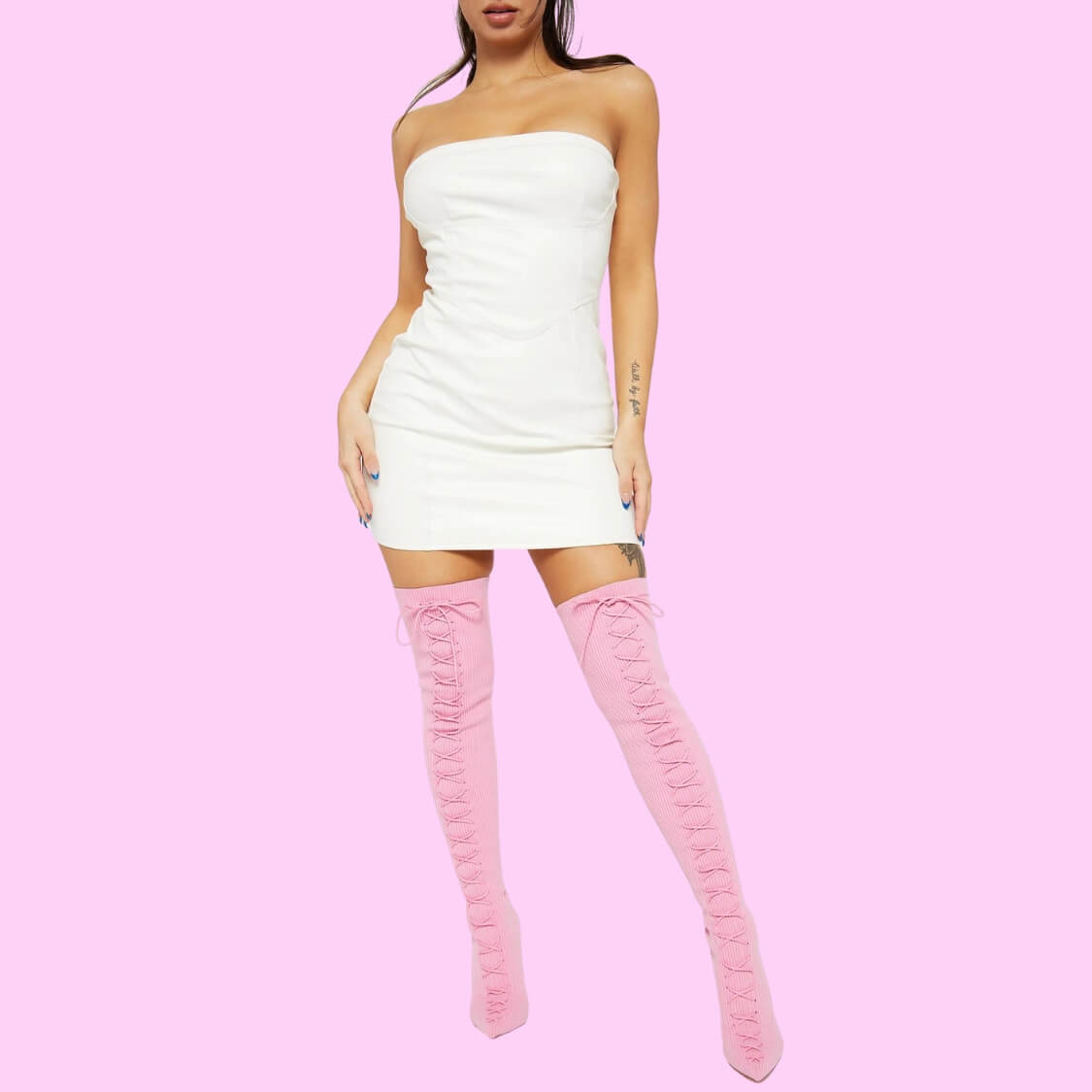 Ribbed Fabric Over The Knee Boots