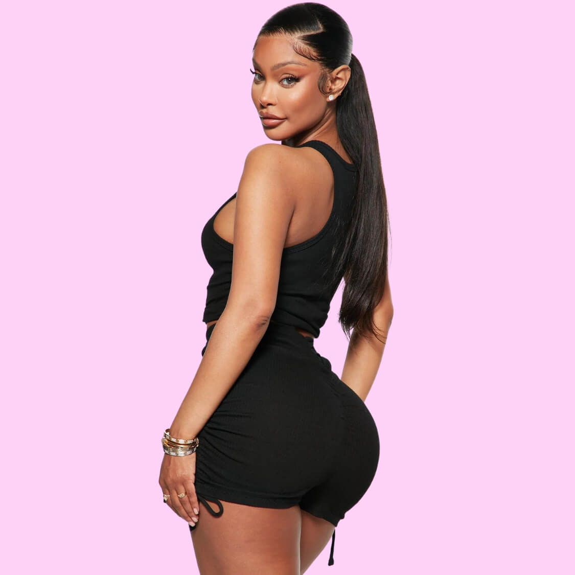 Ruched Tie Side Shorts Set