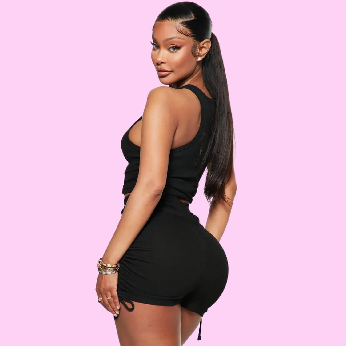 Ruched Tie Side Shorts Set