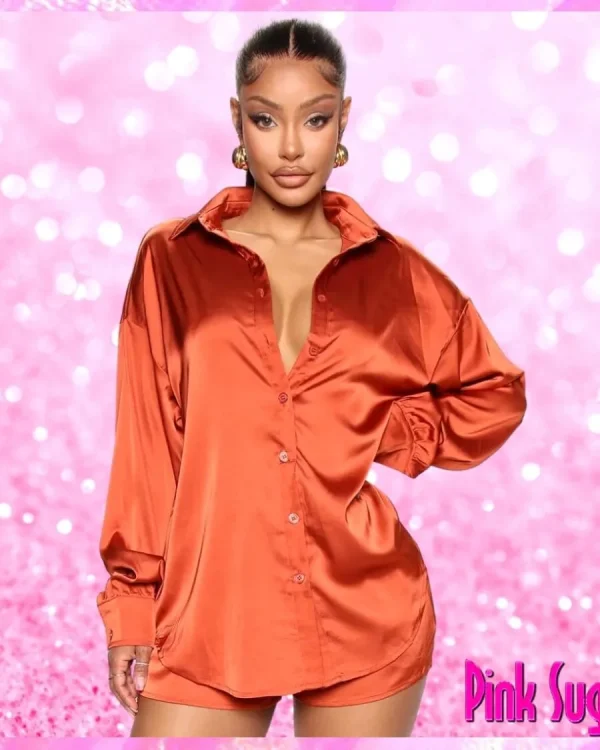 Satin Short Set Orange