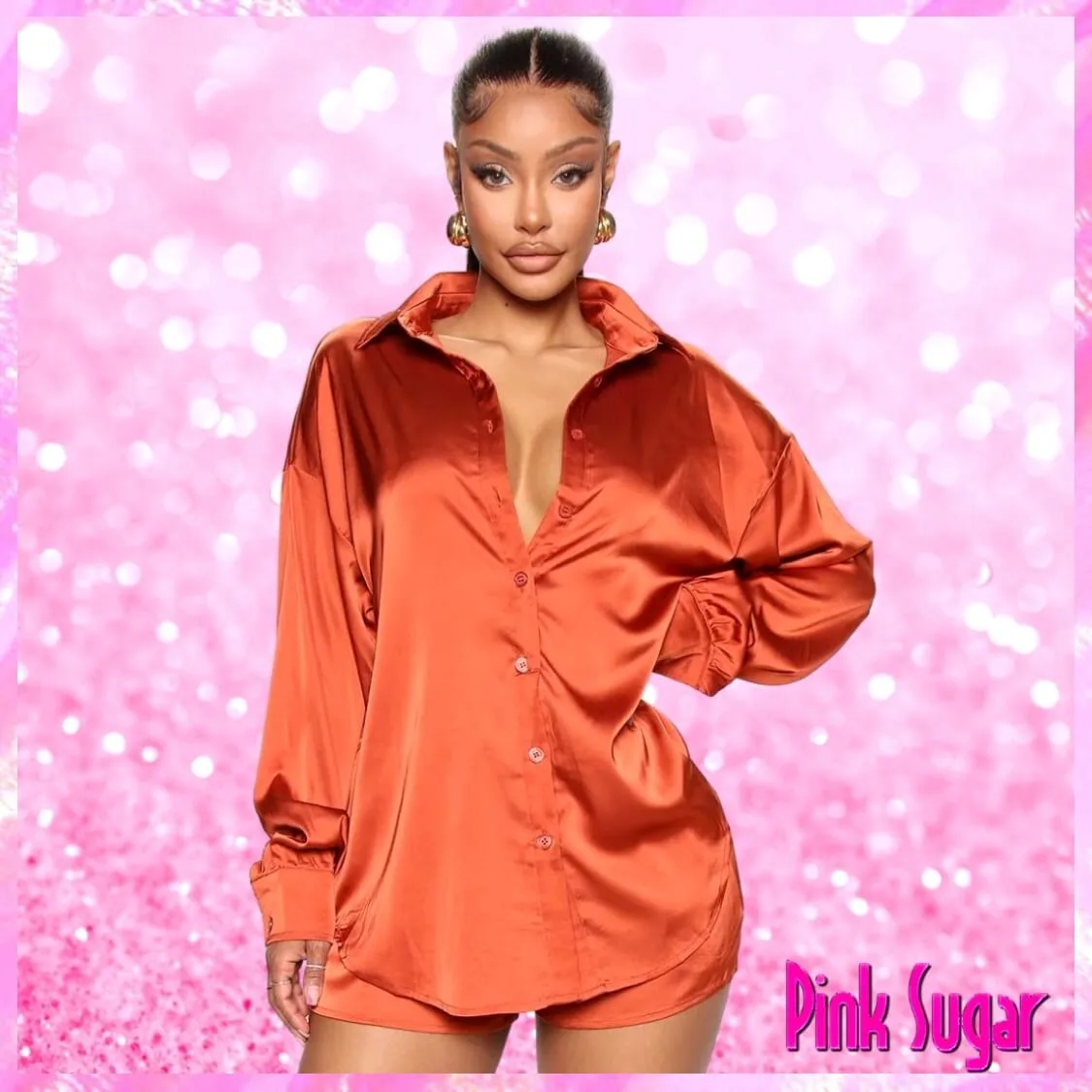 Satin Short Set Orange