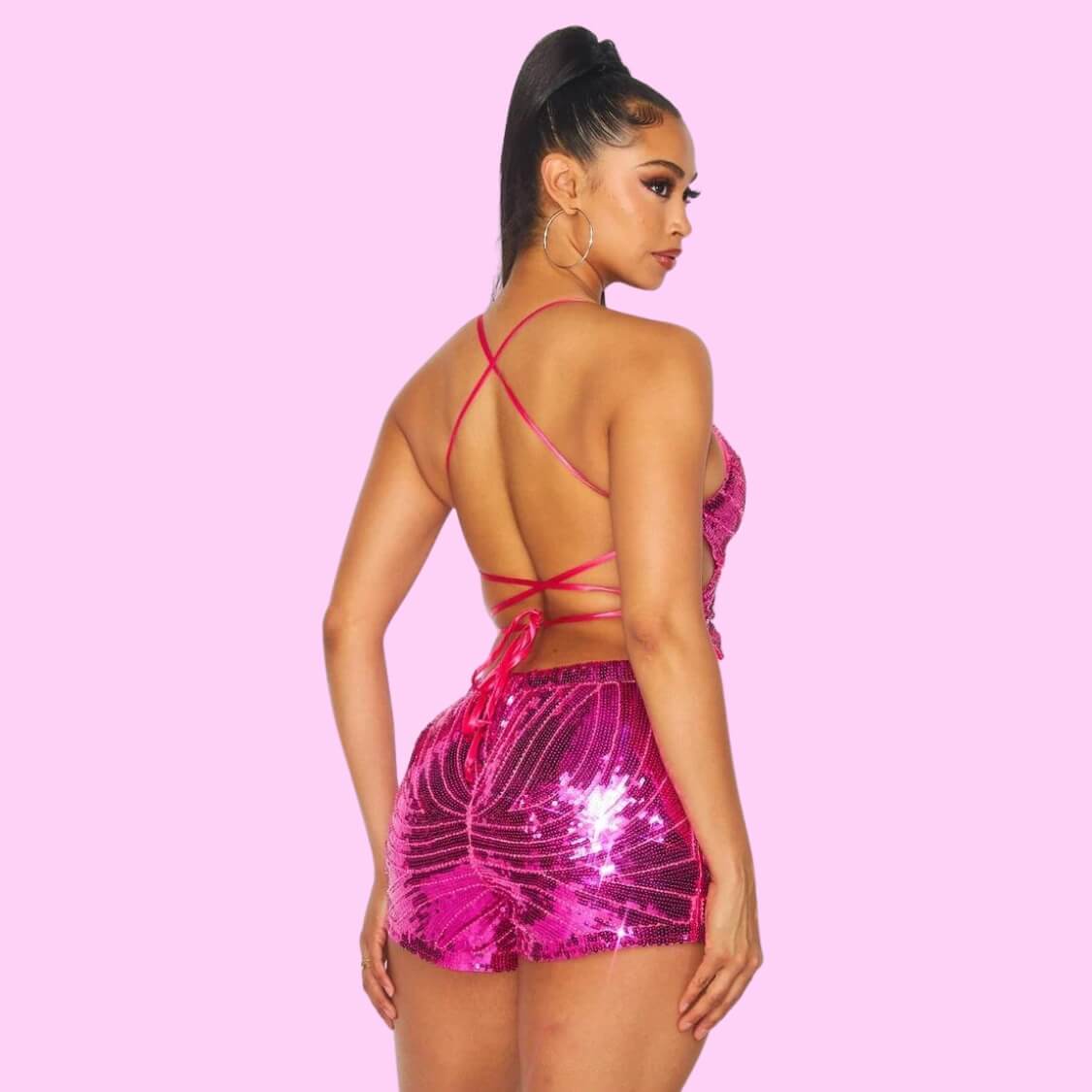 Sequin Butterfly Crop Top