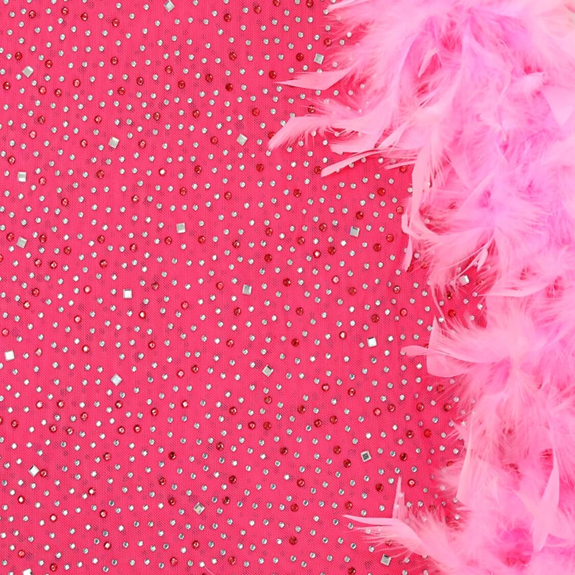 Sequin Feather Diamond Sheer Dress