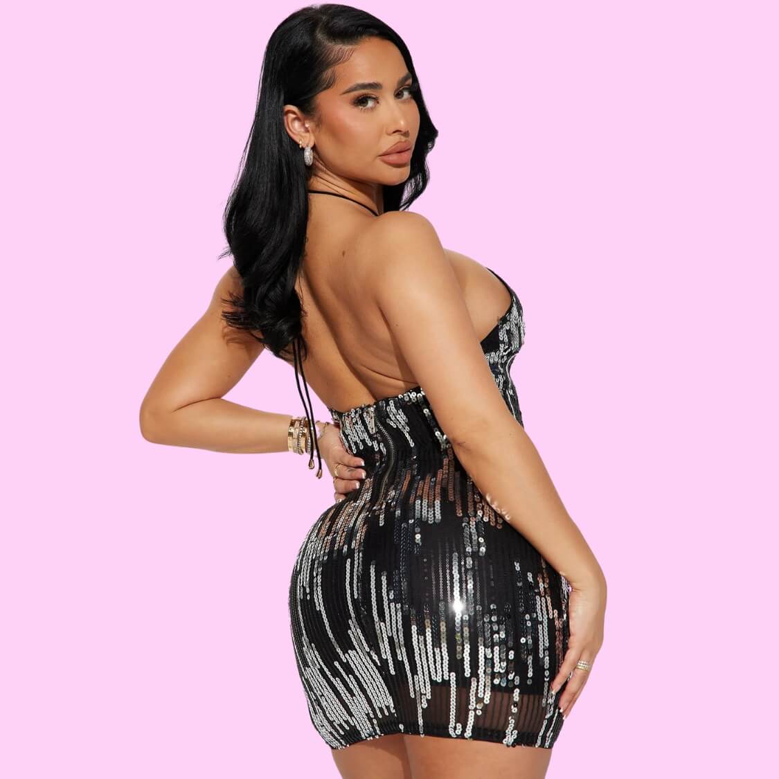Sequin Halter Dress
