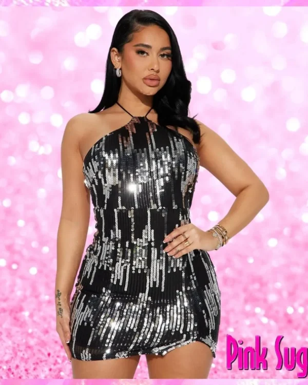 Sequin Halter Dress