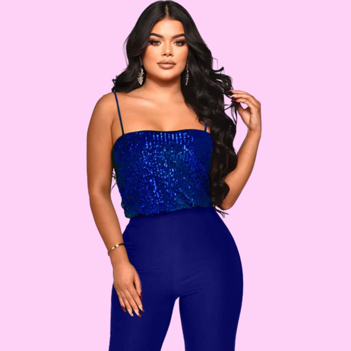 Sequin Party Jumpsuit Cobalt Blue