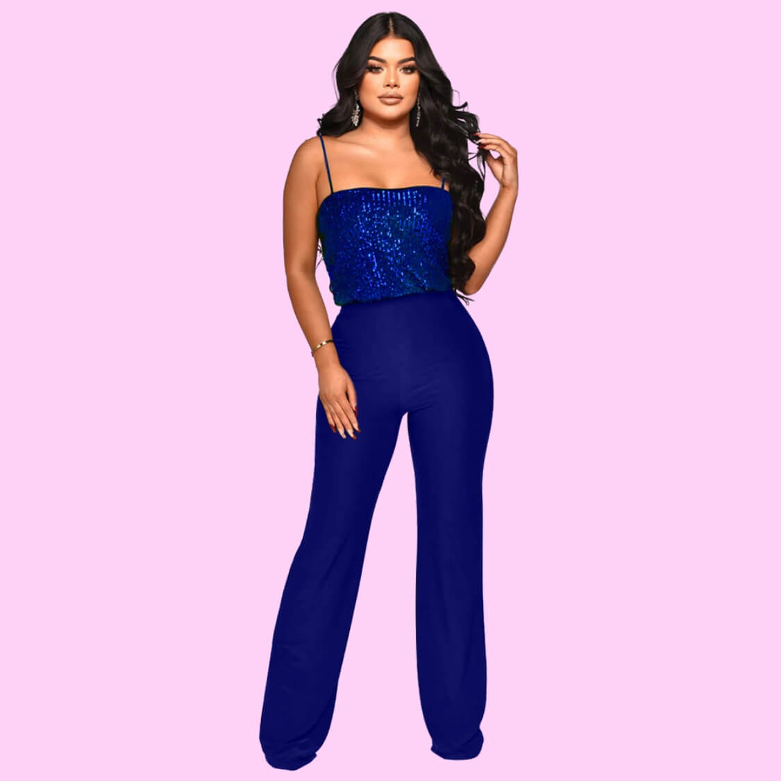 Sequin Party Jumpsuit Cobalt Blue
