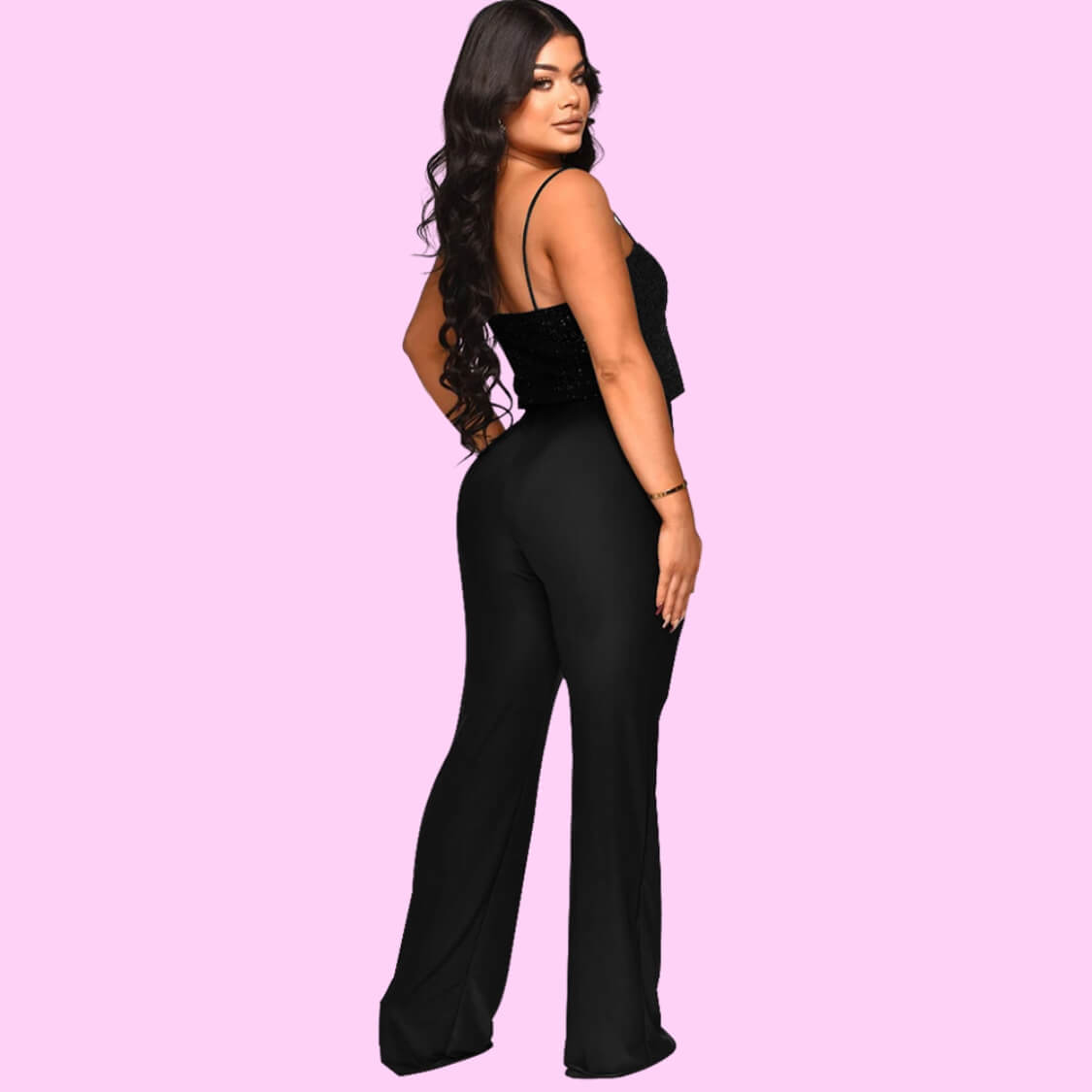 Sequin Party Jumpsuit Black