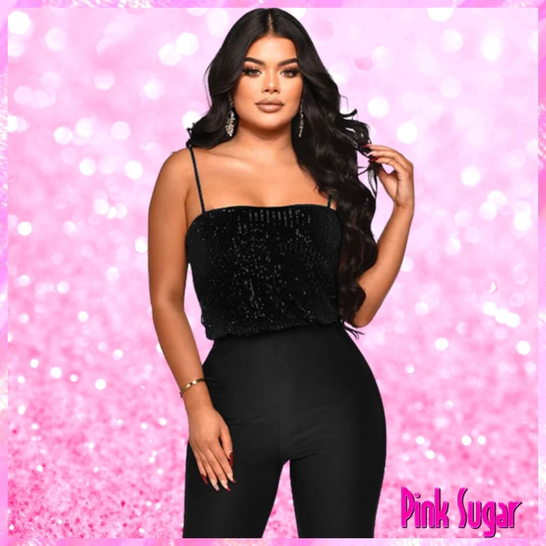 Sequin Party Jumpsuit Black