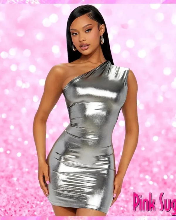 Silver Metallic Party Dress