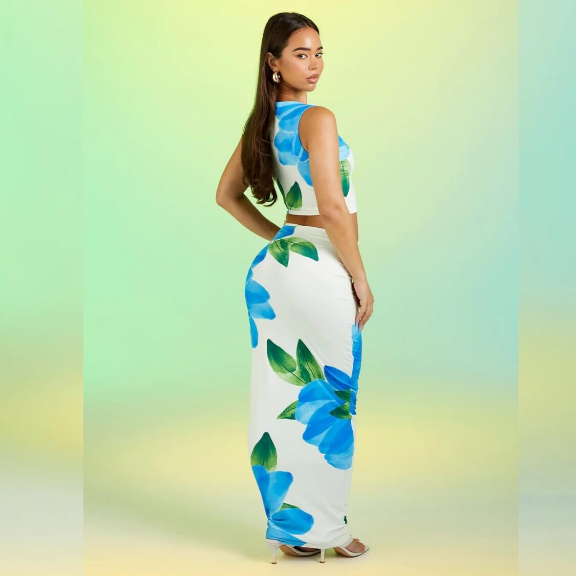 Sleeveless Crop Top Maxi Skirt Set
