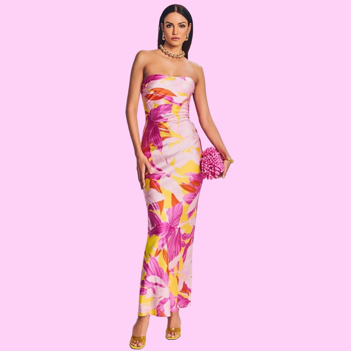 Strapless Floral Maxi Dress