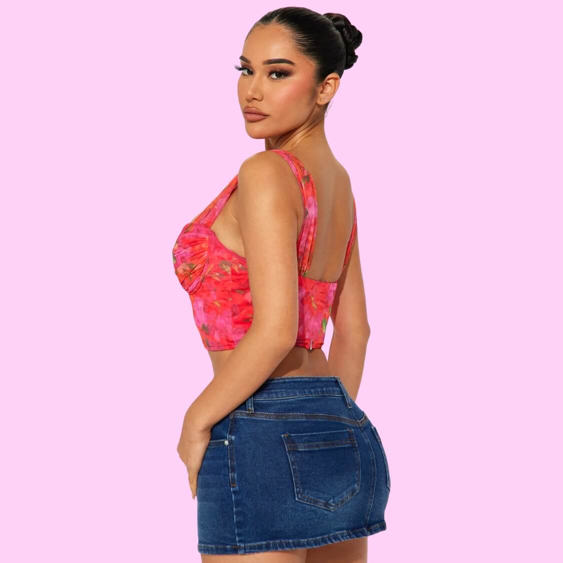 Mesh Floral Corset Top