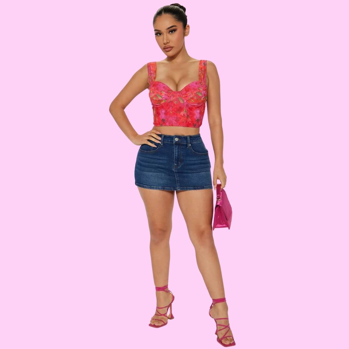 Mesh Floral Corset Top