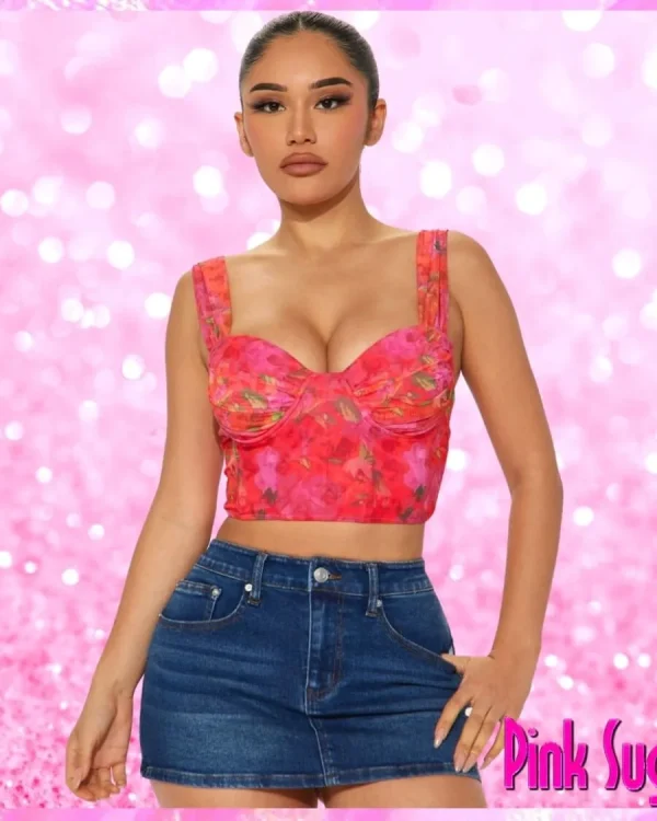 Mesh Floral Corset Top