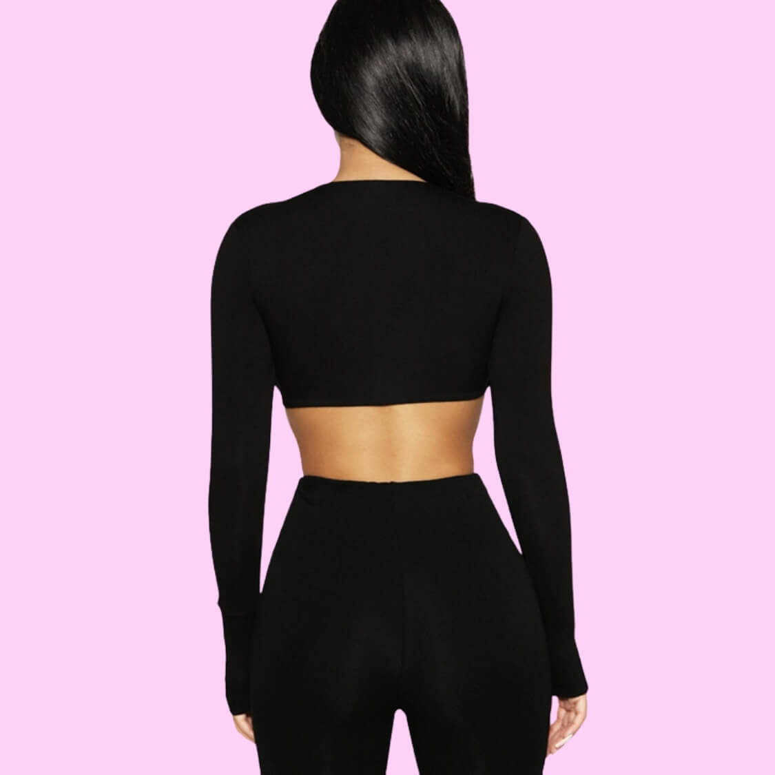 Tie Front Crop Top Pant Set
