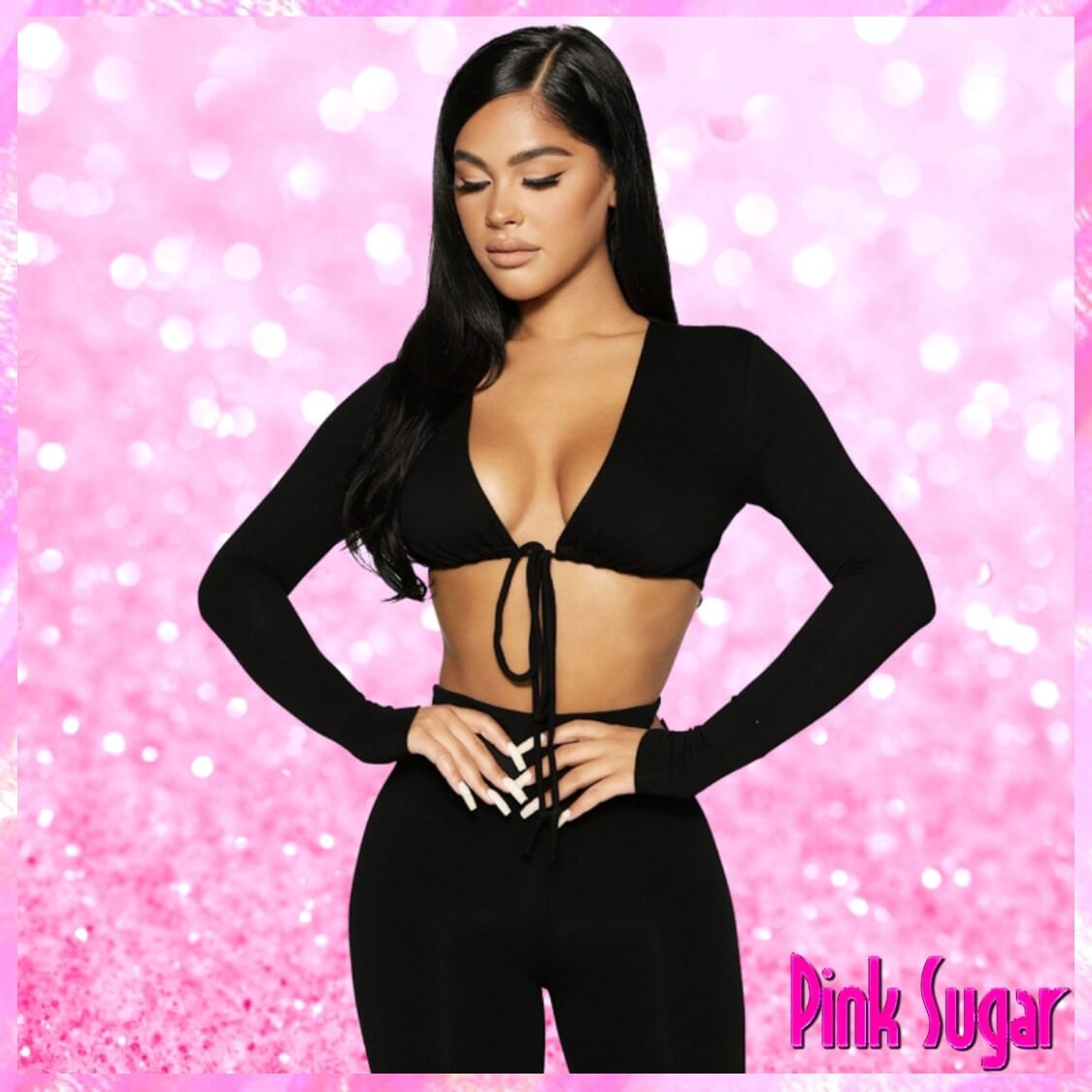 Tie Front Crop Top Pant Set