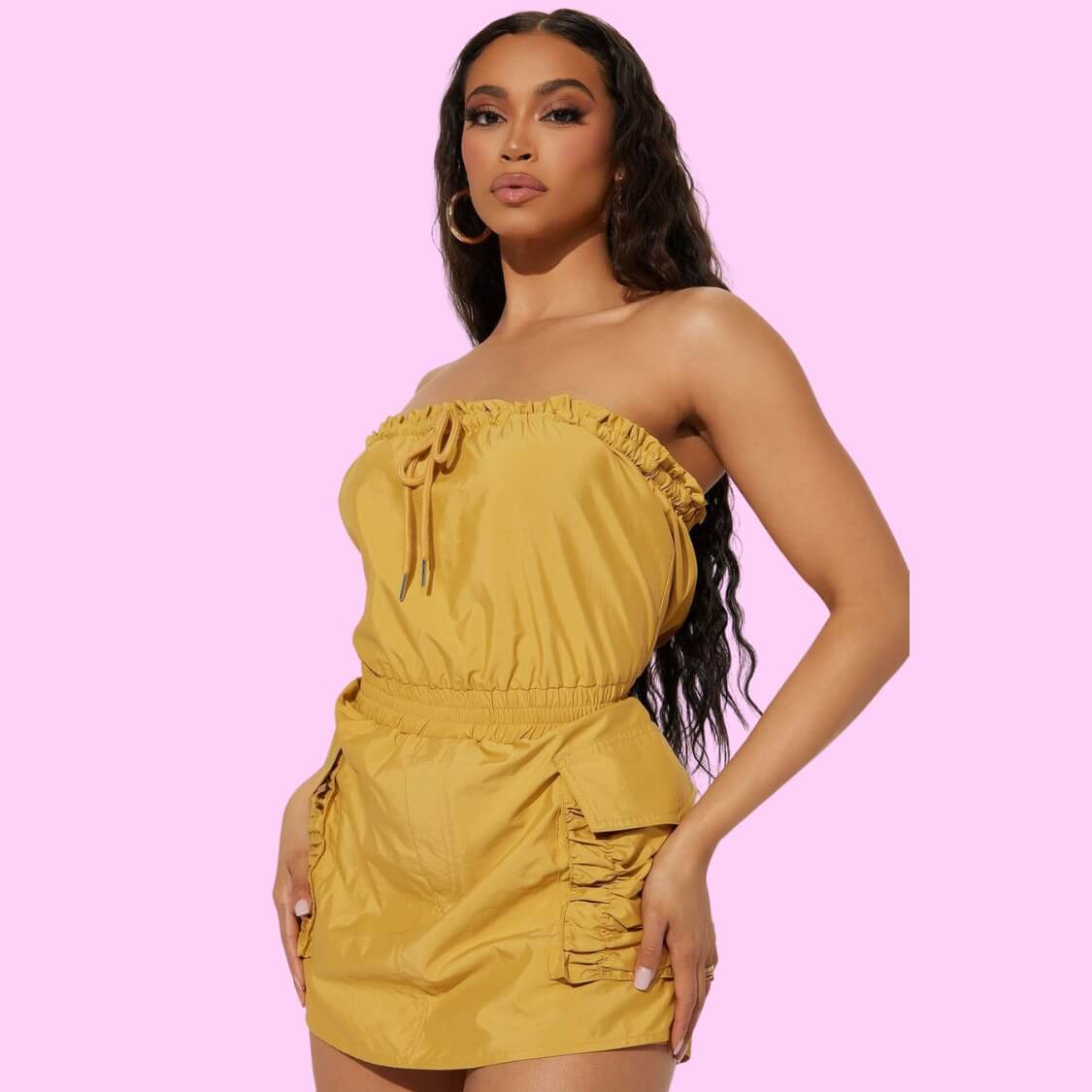 Tube Top Skort Romper Mustard Yellow