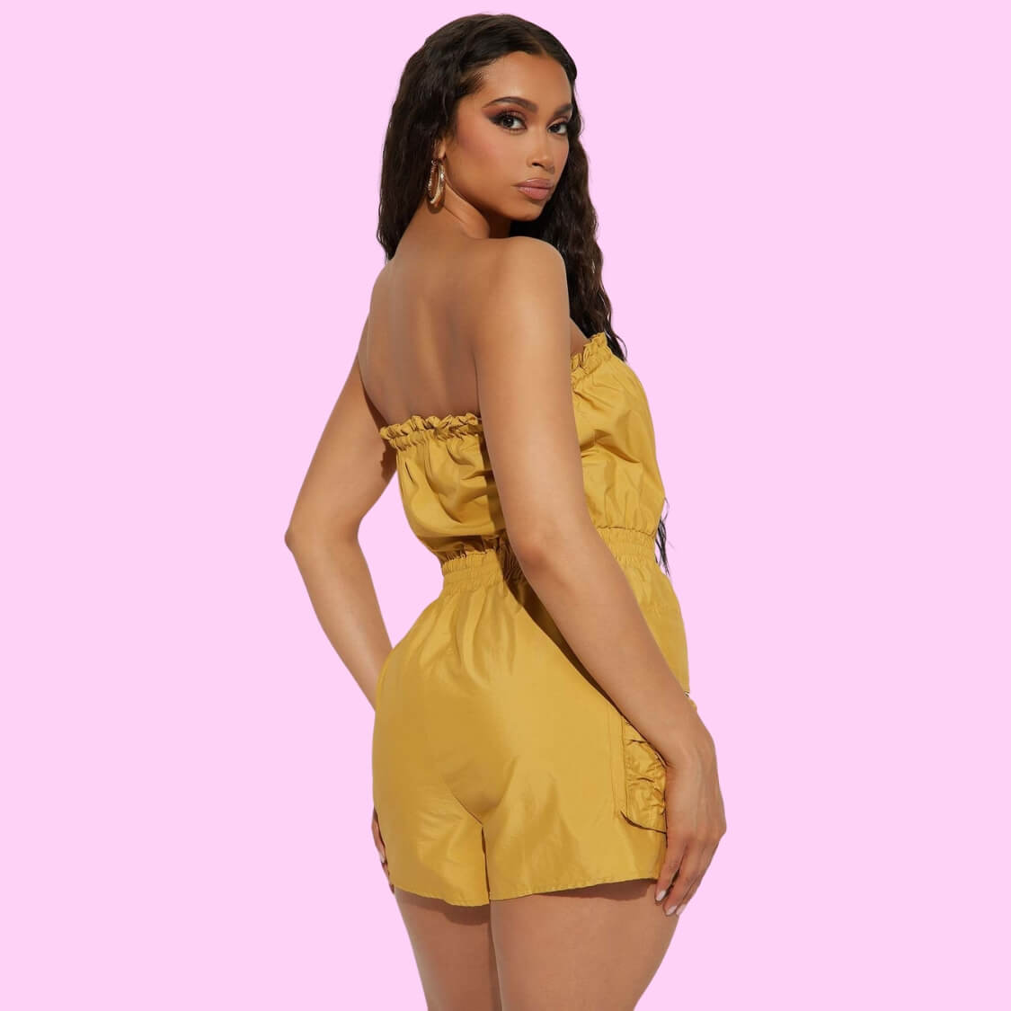 Tube Top Skort Romper Mustard Yellow