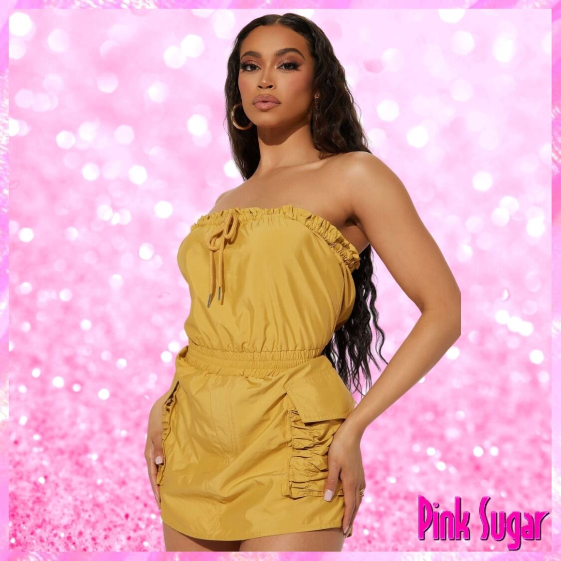 Tube Top Skort Romper Mustard Yellow