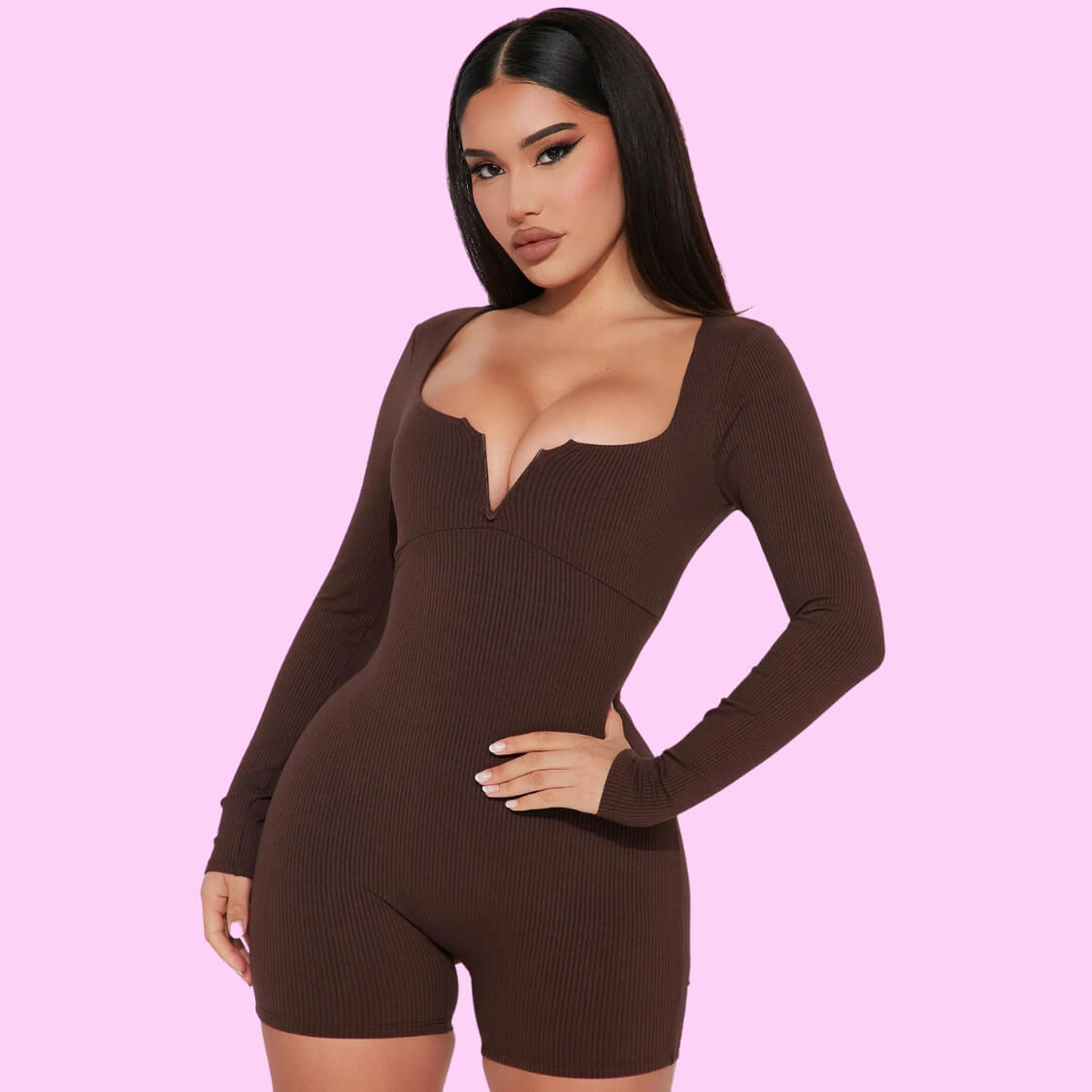 V Bar Romper Chocolate