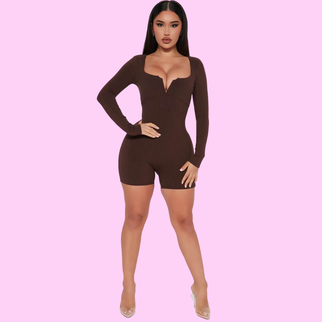 V Bar Romper Chocolate