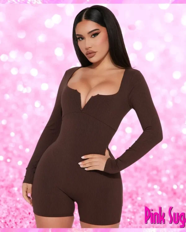 V Bar Romper Chocolate