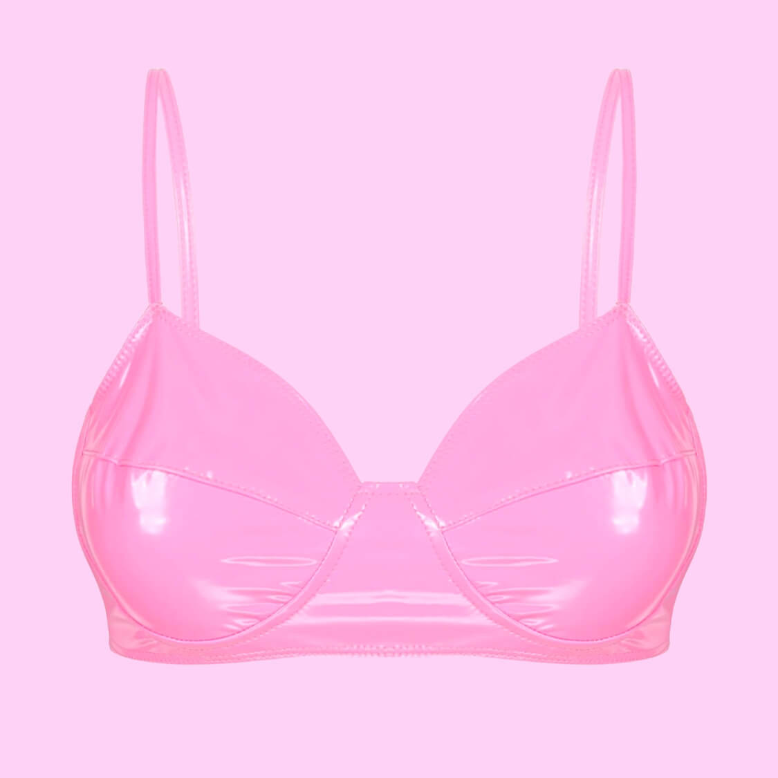 Wet look Faux Leather Bralette Pink