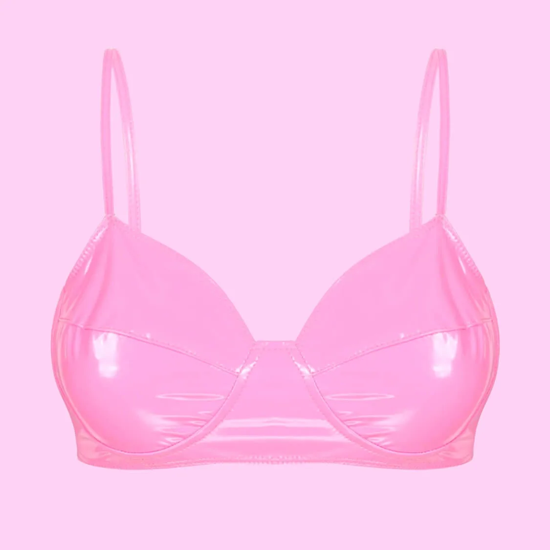 Wet look Faux Leather Bralette Pink