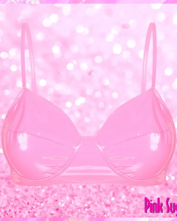 Wet look Faux Leather Bralette Pink