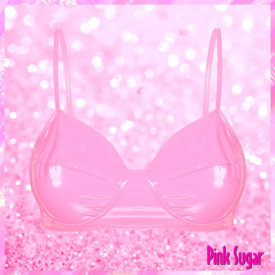 Wet look Faux Leather Bralette Pink