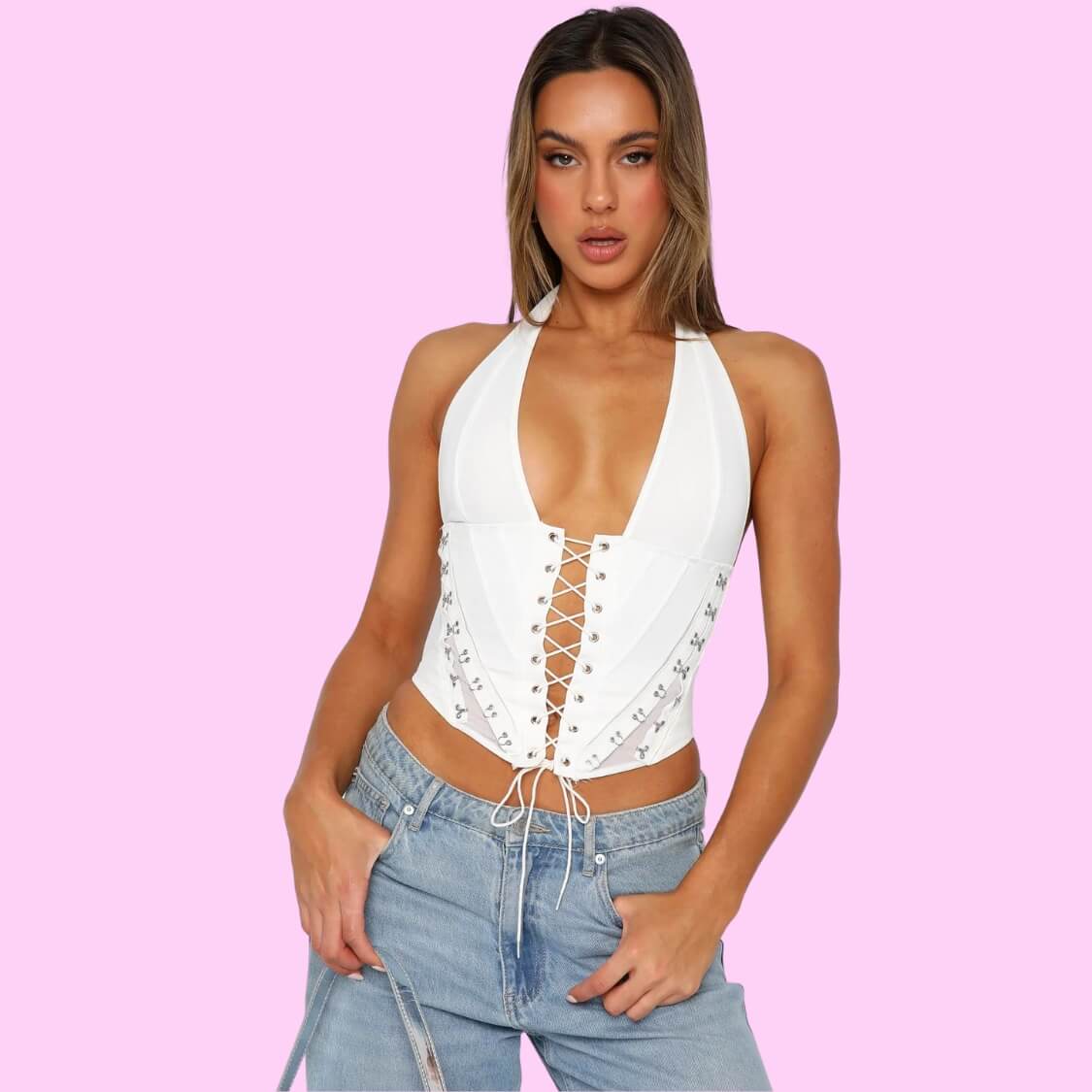 White Halter Bustier