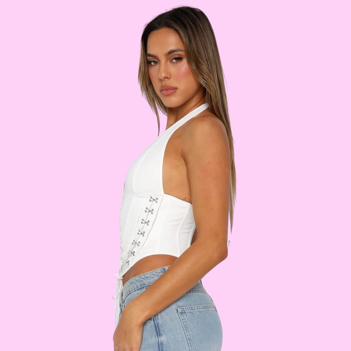 White Halter Bustier