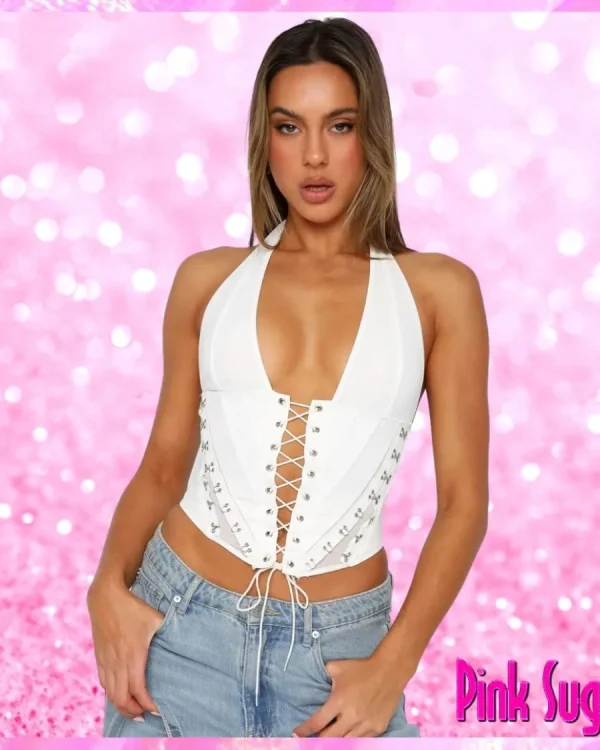 White Halter Bustier