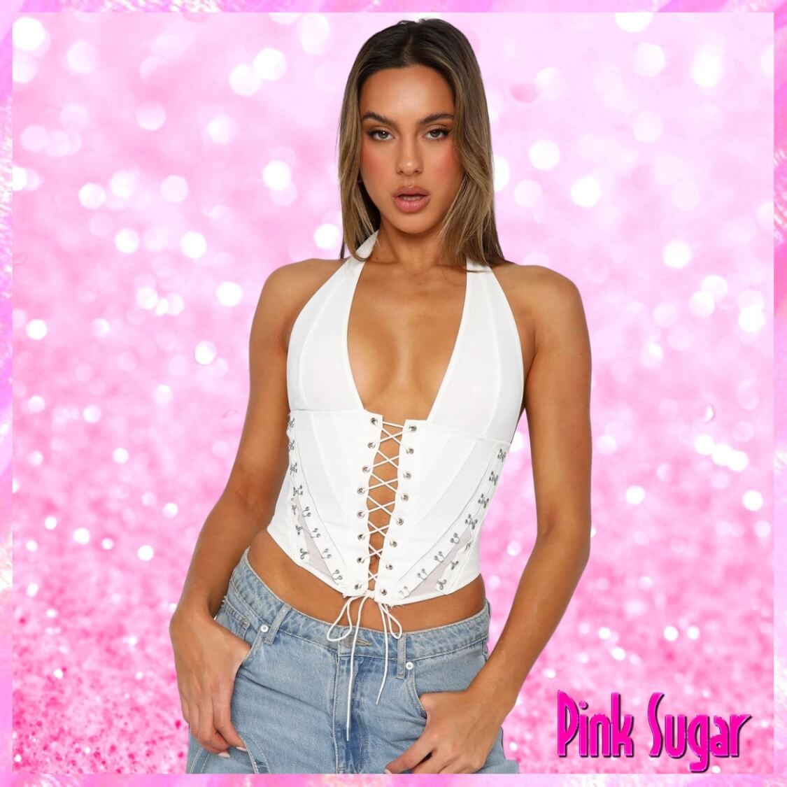 White Halter Bustier